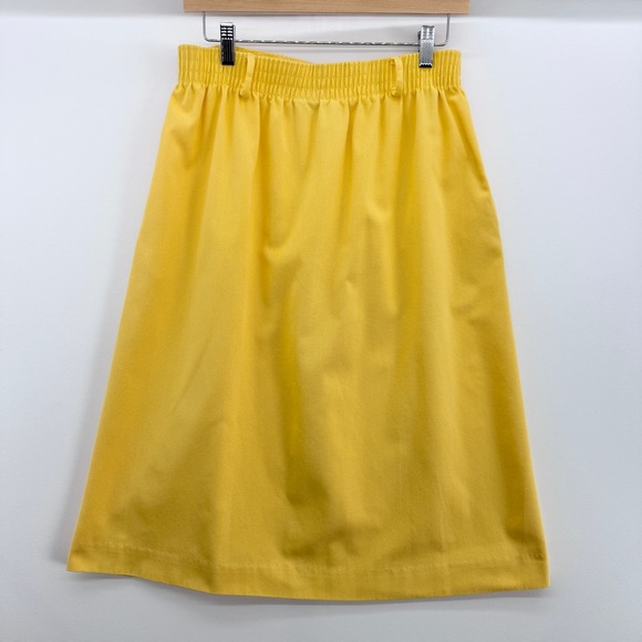 Prestige Sportswear Dresses & Skirts - Vintage 70's Bright Yellow A-Line Midi Skirt Size 10 Petite Academia Preppy